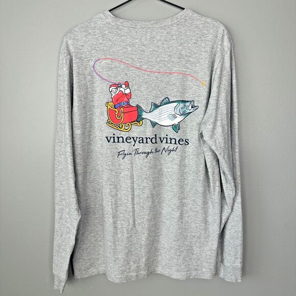 Vineyard Vines Santa Flying Through the Night Mens Long Sleeve Small - Picture 1 of 5